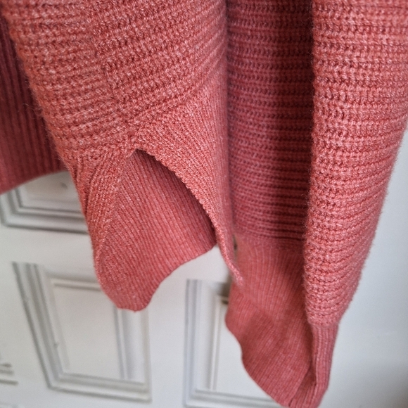 Sonoma Sweater Rust SzXL 1/4Zip Wide Collar /Cuffs Long Sleeves Hem Slit Sides - Picture 9 of 12